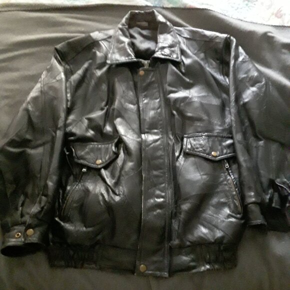 Vintage Flight Path Black Leather Jacket - XL - UNISEX - Picture 7 of 10